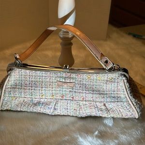 Frankie and Johnny mini bag, vintage, tweed pink